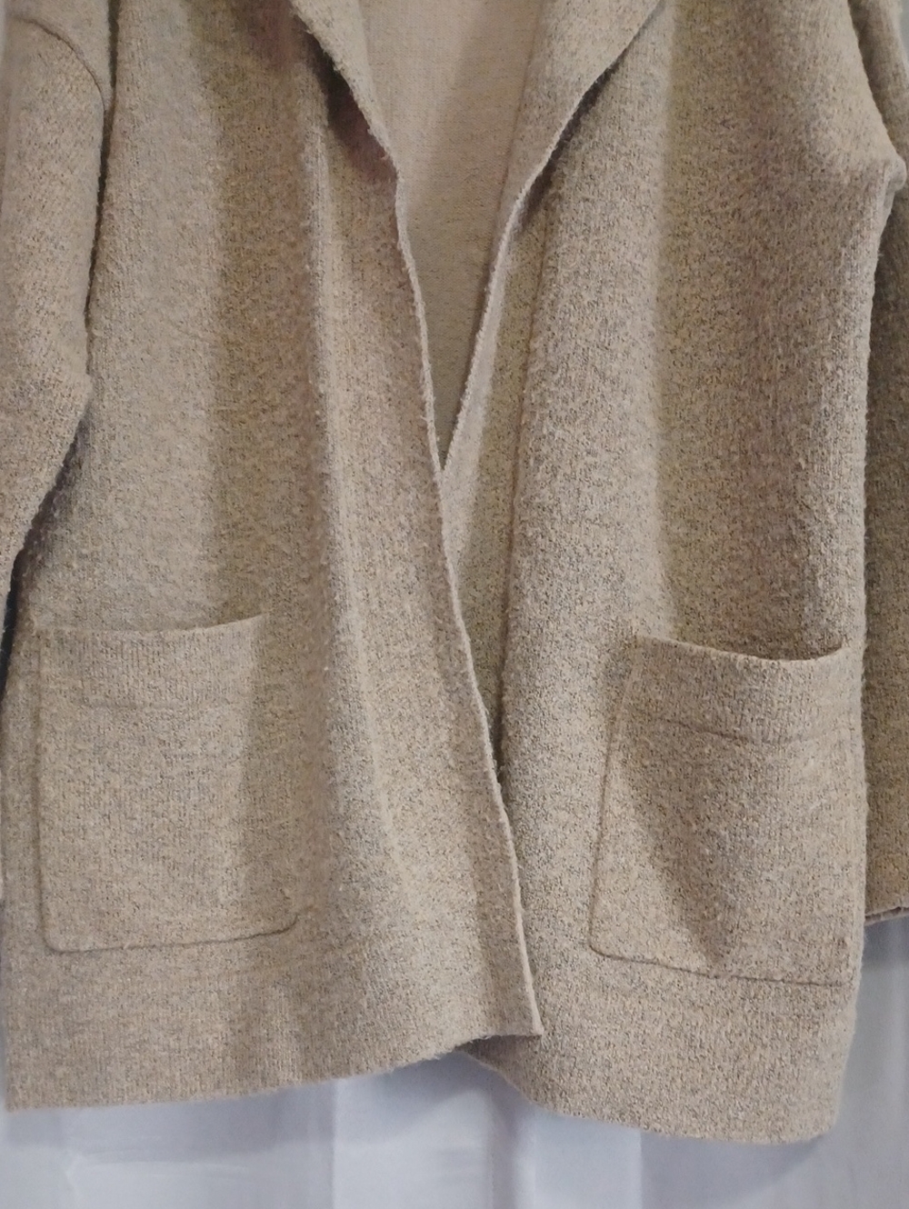 Thread & Supply Vita Oatmeal Boucle Open Front Cardigan Jacket Size XL Coatigan - Picture 6 of 15